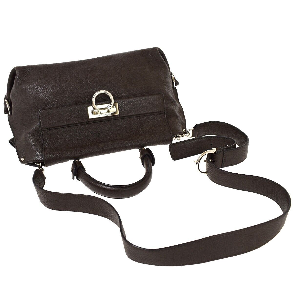 SALVATORE FERRAGAMO Sofia Gancini 2Way Shoulder Hand Bag Leather Brown 86YB961