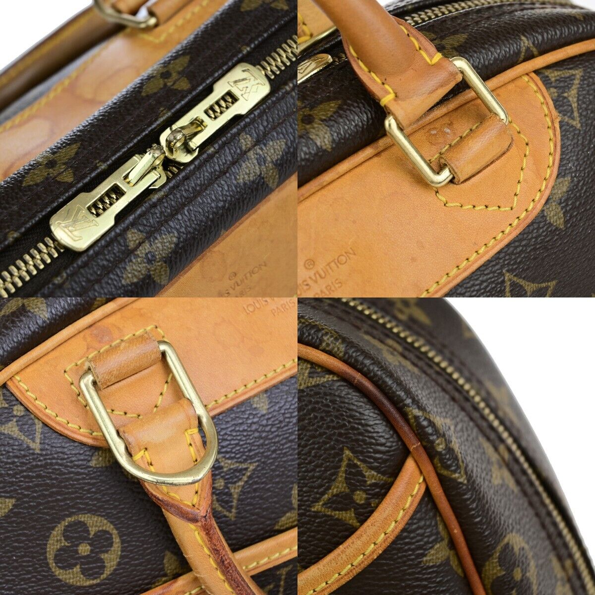 LOUIS VUITTON LV Logo Trouville Hand Bag Monogram Leather Brown M42228 83ED019