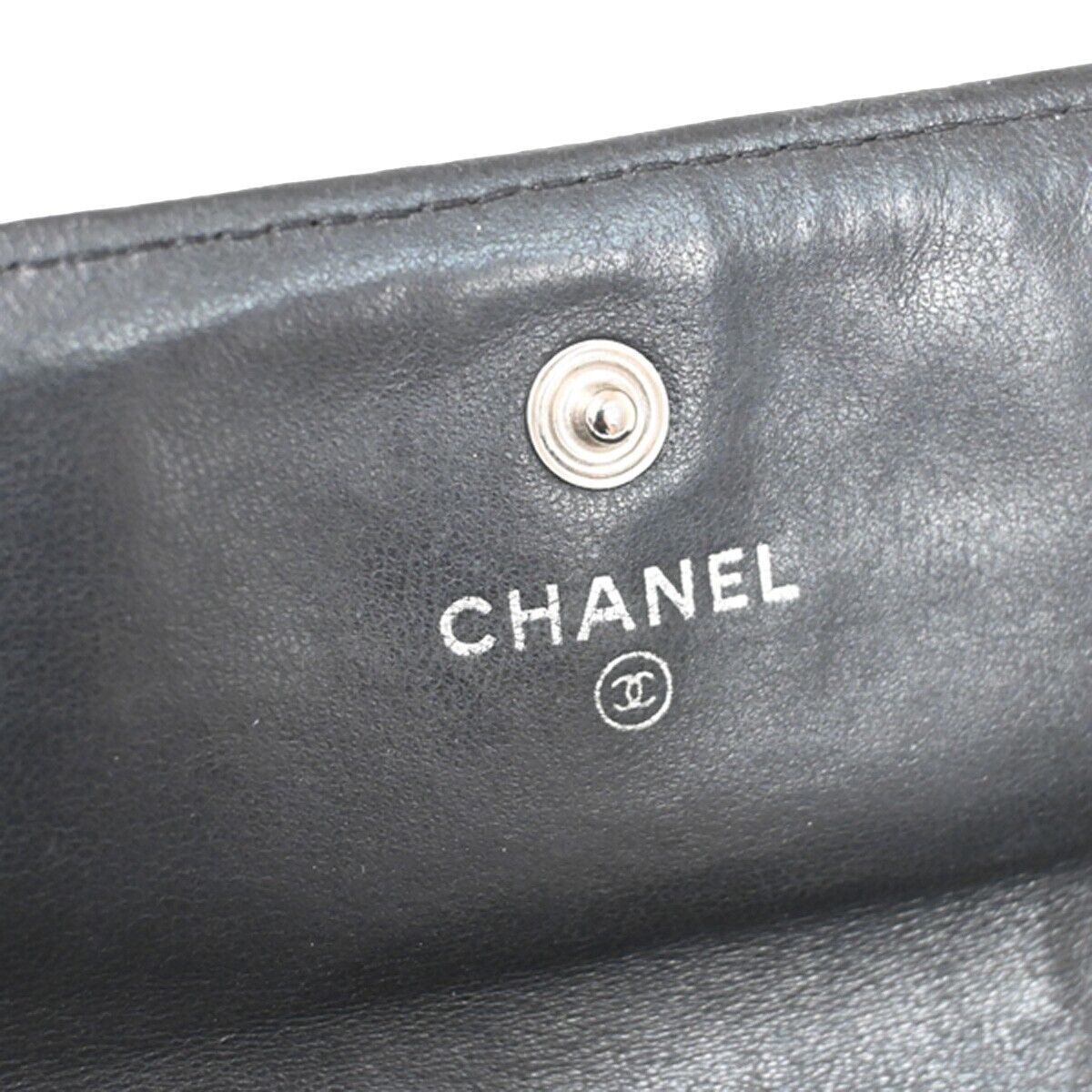 CHANEL CC Logo Camellia Long Bifold Wallet Purse Leather Black Italy 36FA430