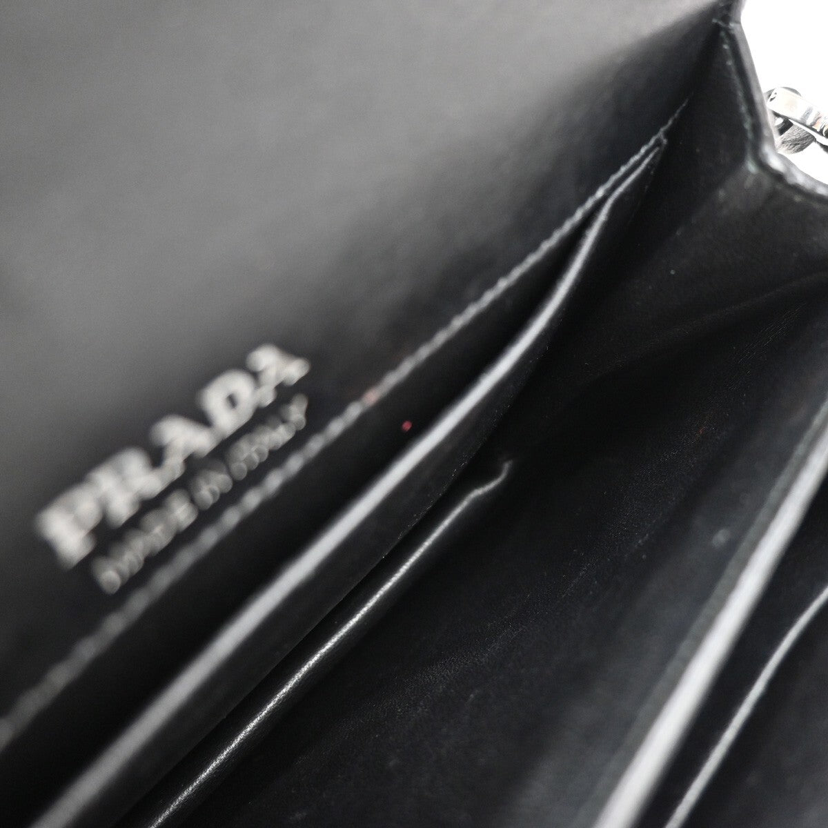 PRADA Logo Shoulder Hand Bag Leather Black SHW Italy 74RF249