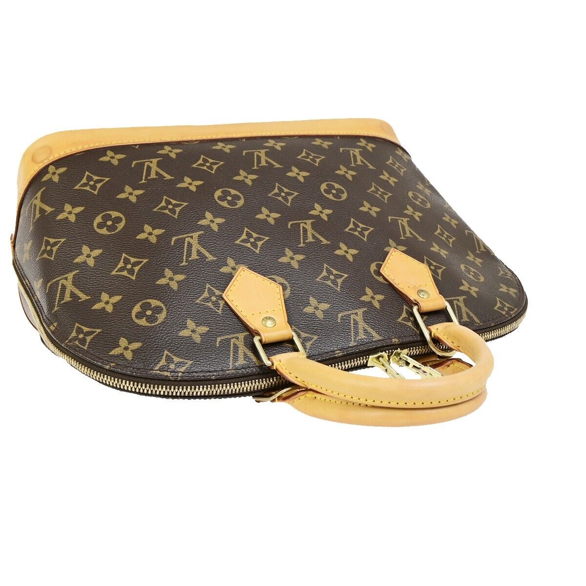 LOUIS VUITTON LV Logo Alma Hand Bag Monogram Leather Brown France M51130 71EC881