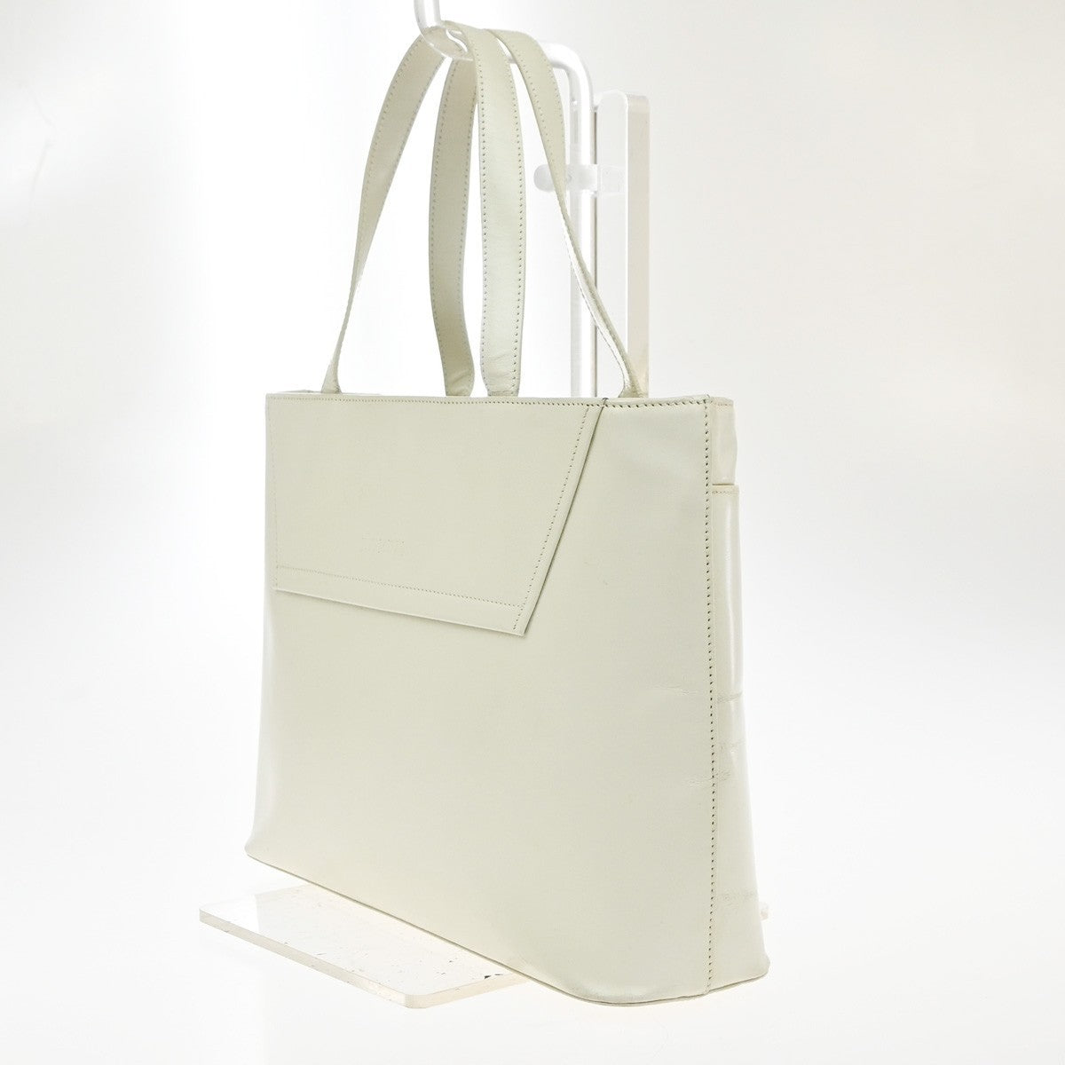 LOEWE Logo Shoulder Tote Hand Bag Leather Beige GHW Spain 67MA550