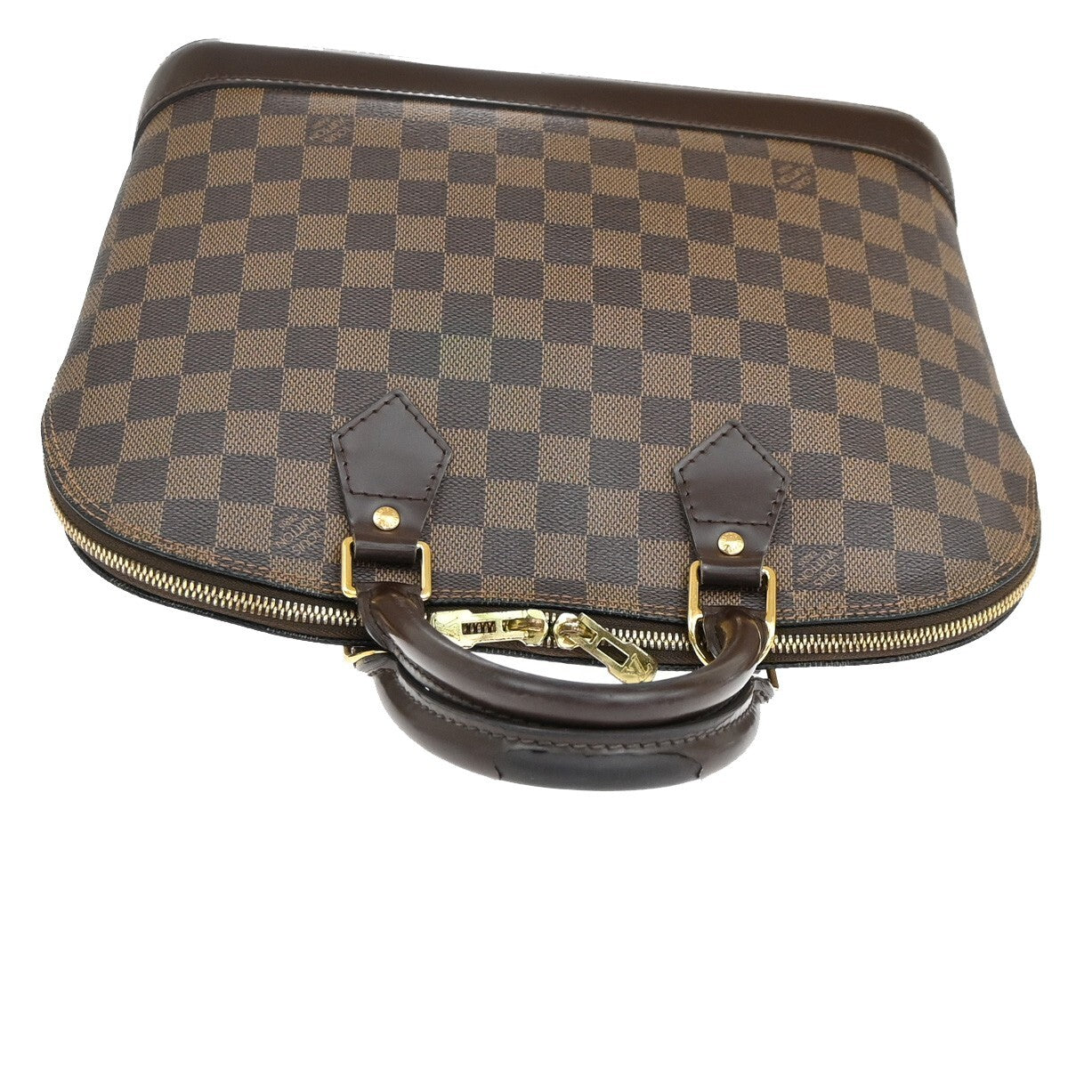 LOUIS VUITTON LV Logo Alma Hand Bag Damier Ebene Leather Brown N51131 70EE445