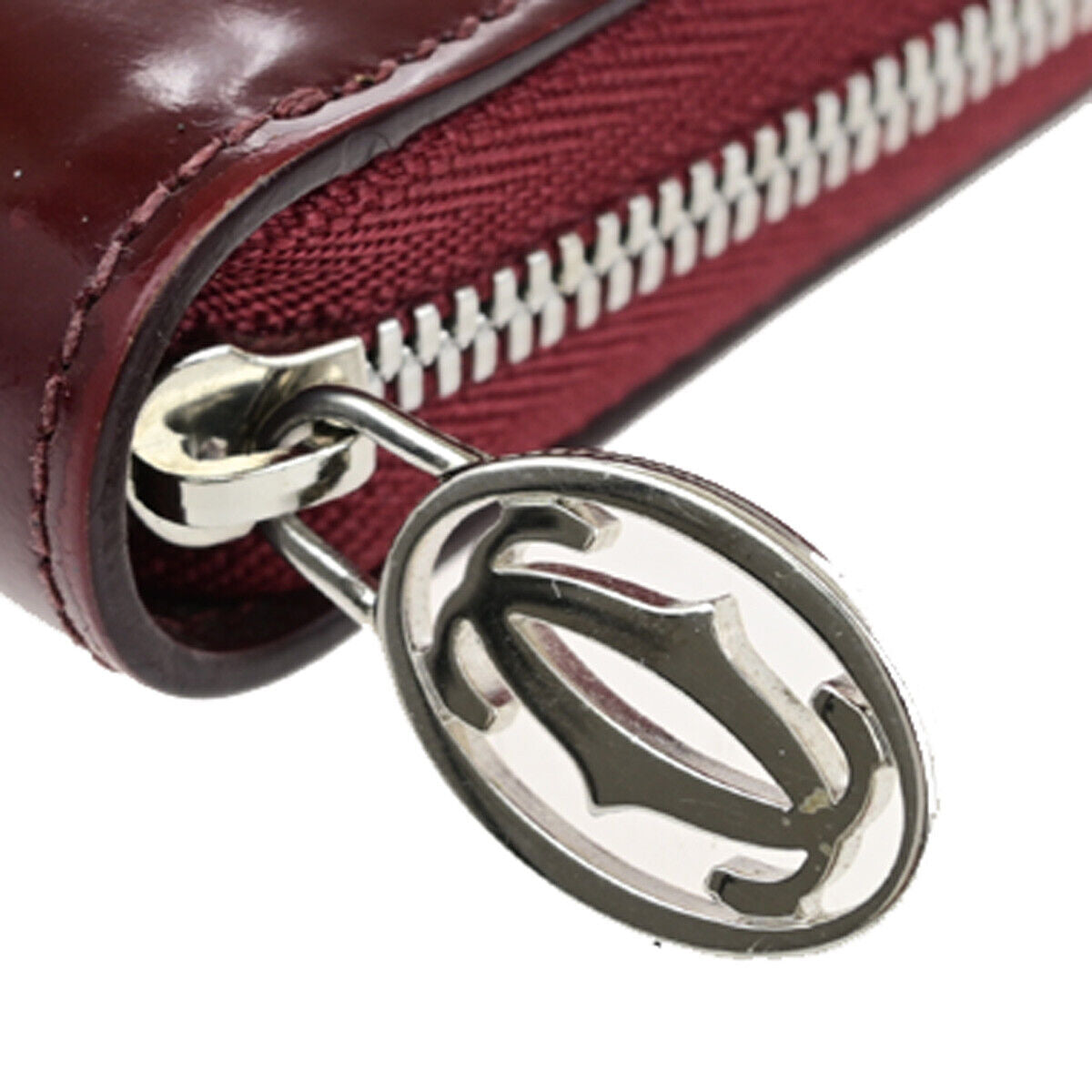 CARTIER Happy birthday Zipper Around Long Walley Patent Leather Bordeaux 08YF479