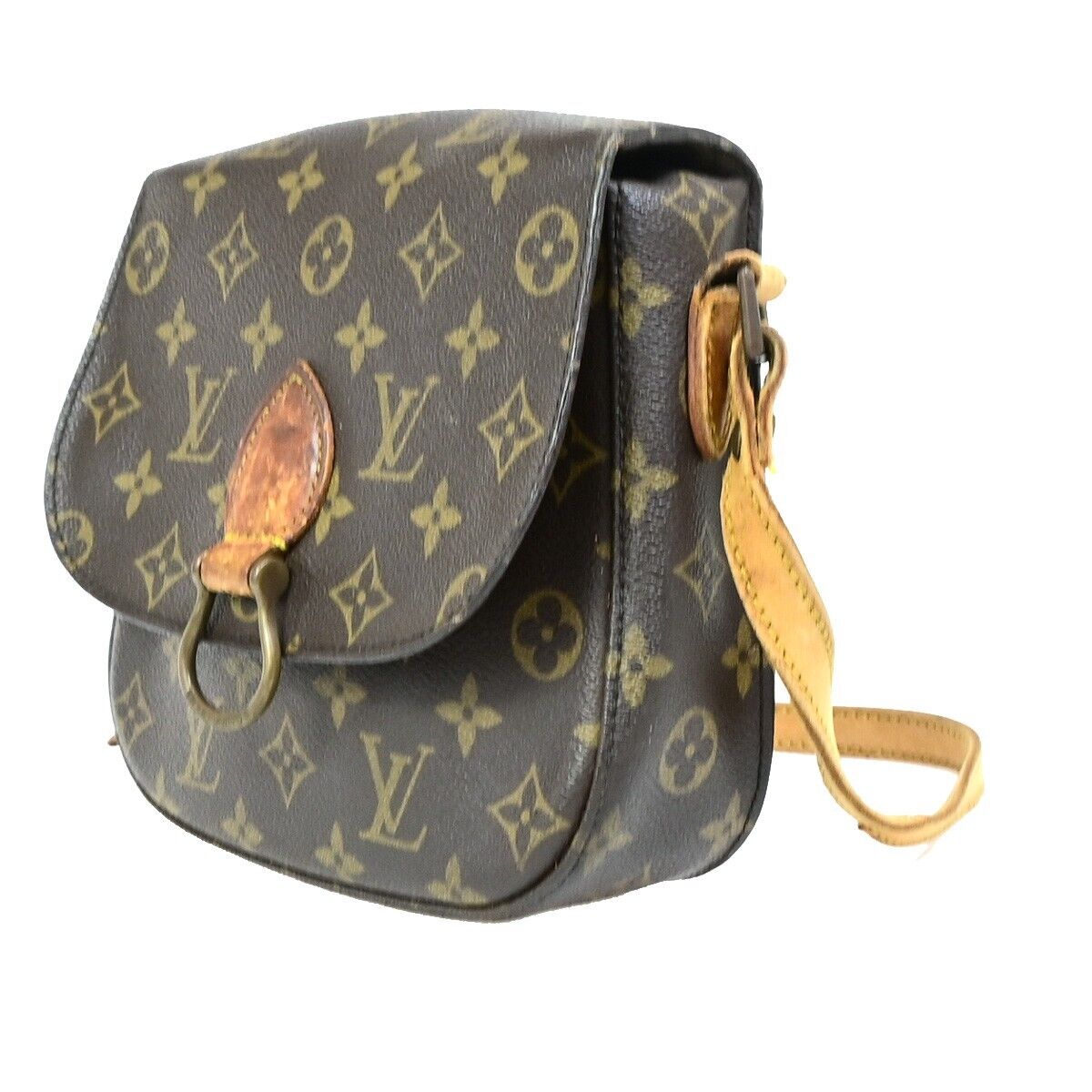 LOUIS VUITTON Saint Cloud MM Shoulder Bag Monogram Leather Brown M51243 68EB653