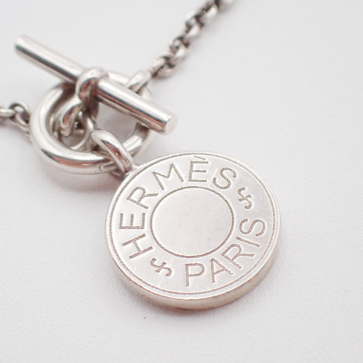 HERMES Amulettes Ex-Libris Pendant Necklace Sellier Silver 925 Italy 77LC635