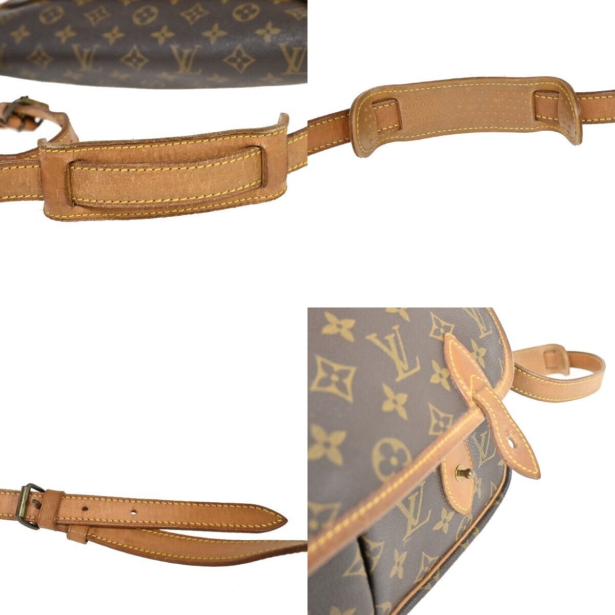 LOUIS VUITTON LV Logo Gibeciere MM Shoulder Bag Monogram Leather M42247 36FA232