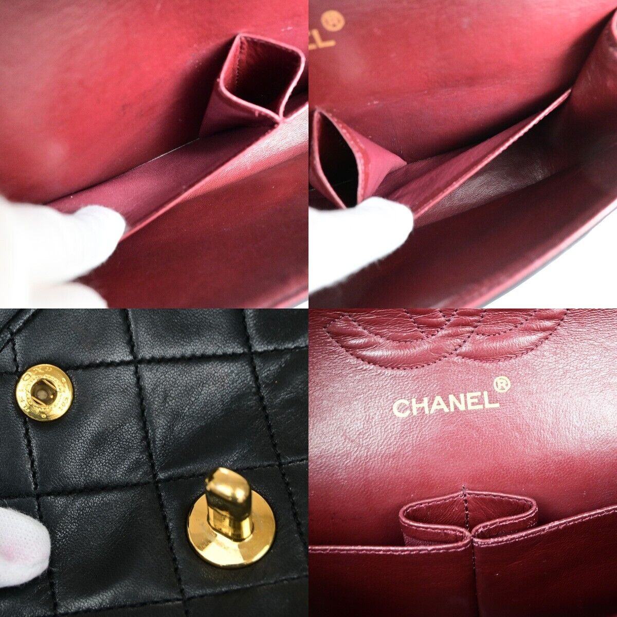 CHANEL CC Matelasse 25 Double Flap Chain Shoulder Bag Leather Black GHW 399RL022