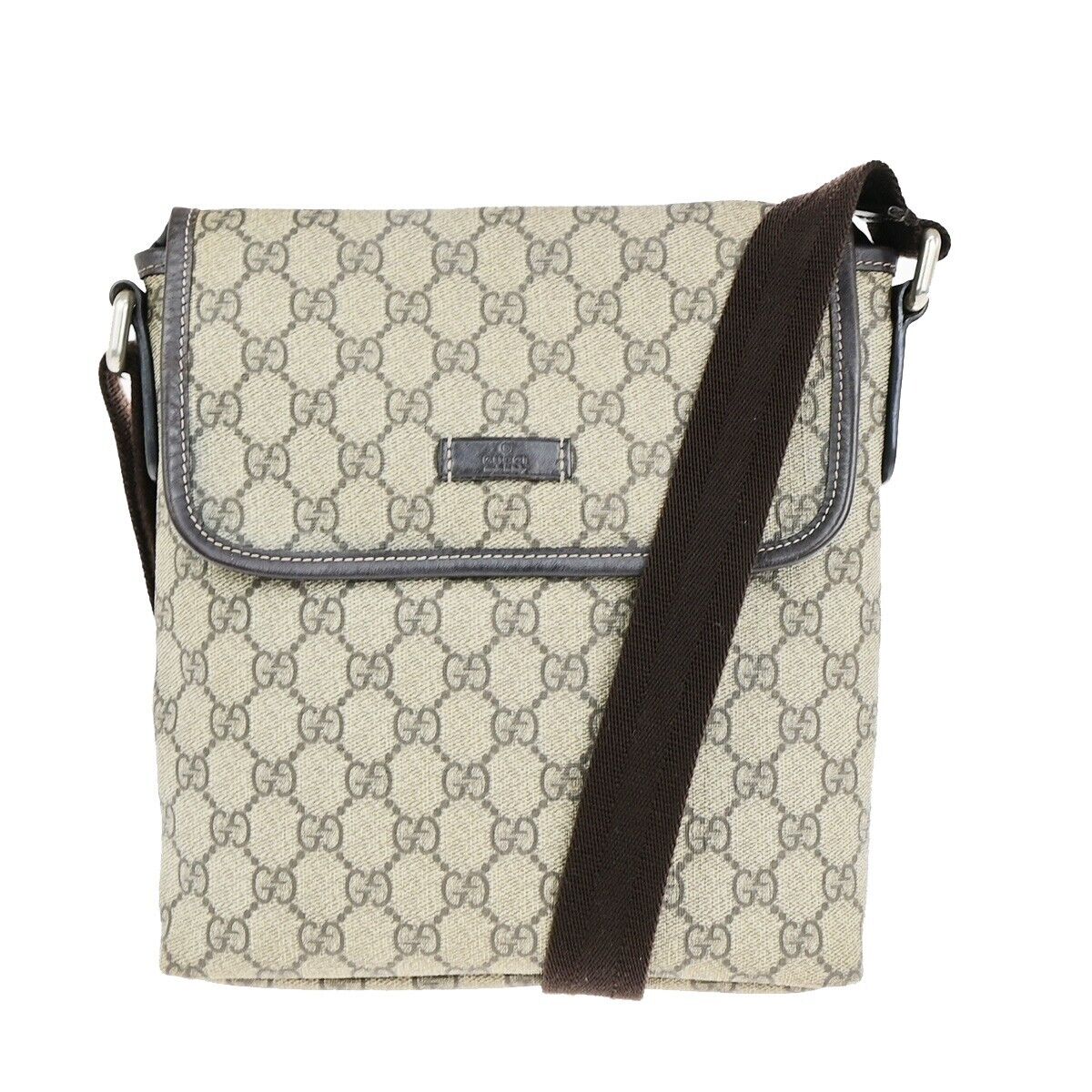 GUCCI Logo GG Pattern Crossbody Shoulder Bag PVC Leather Brown Italy 68EC870