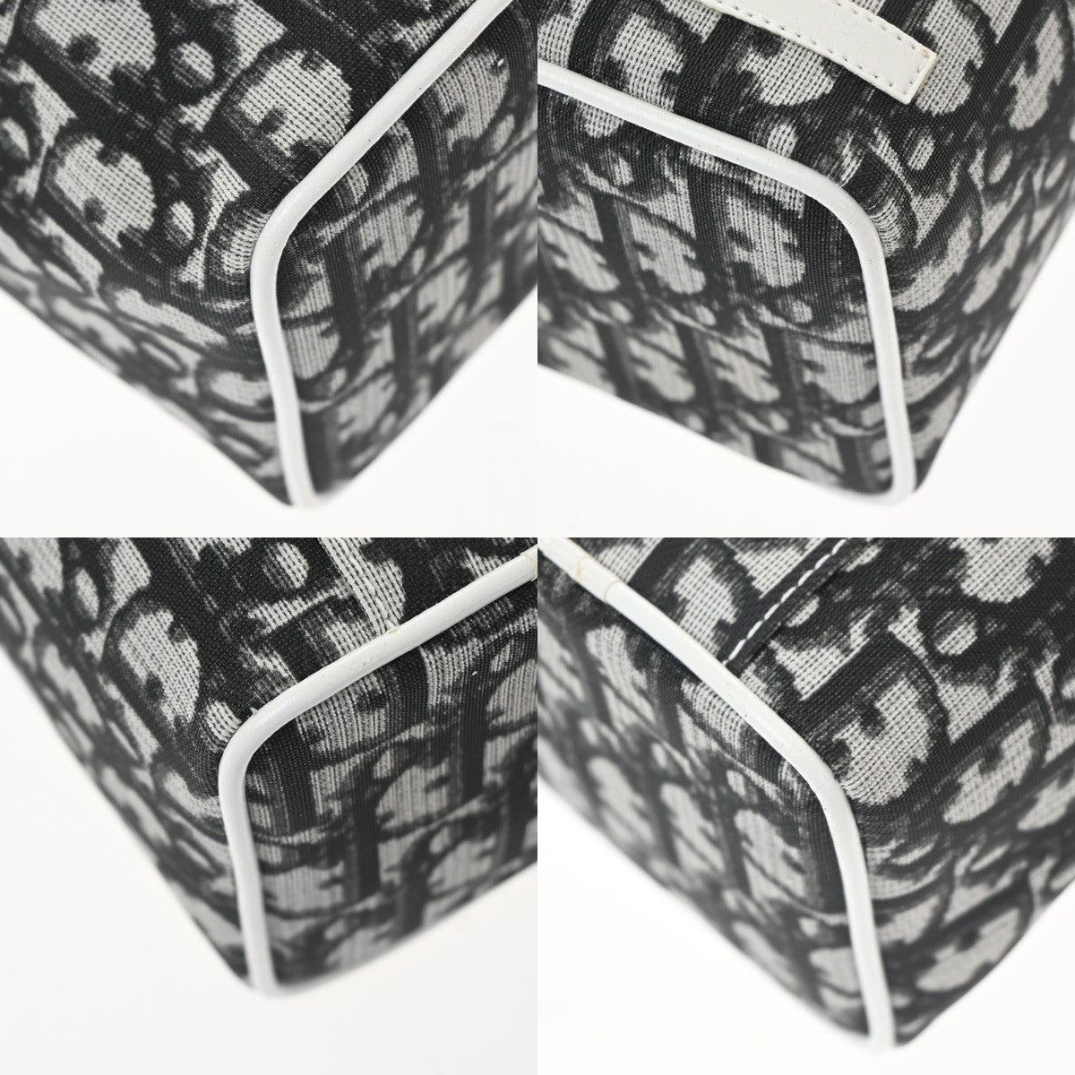 CHRISTIAN DIOR Trotter Pattern Hand Bag Coating Canvas Patent Leather 31TA743