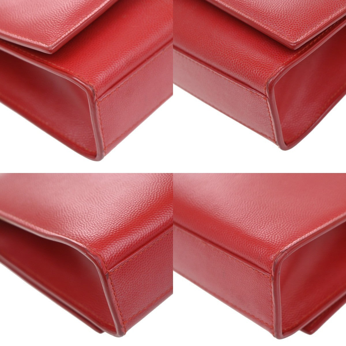 SAINT LAURENT YSL Logo 2Way Chain Shoulder Clutch Bag Red GHW Italy 22RF821