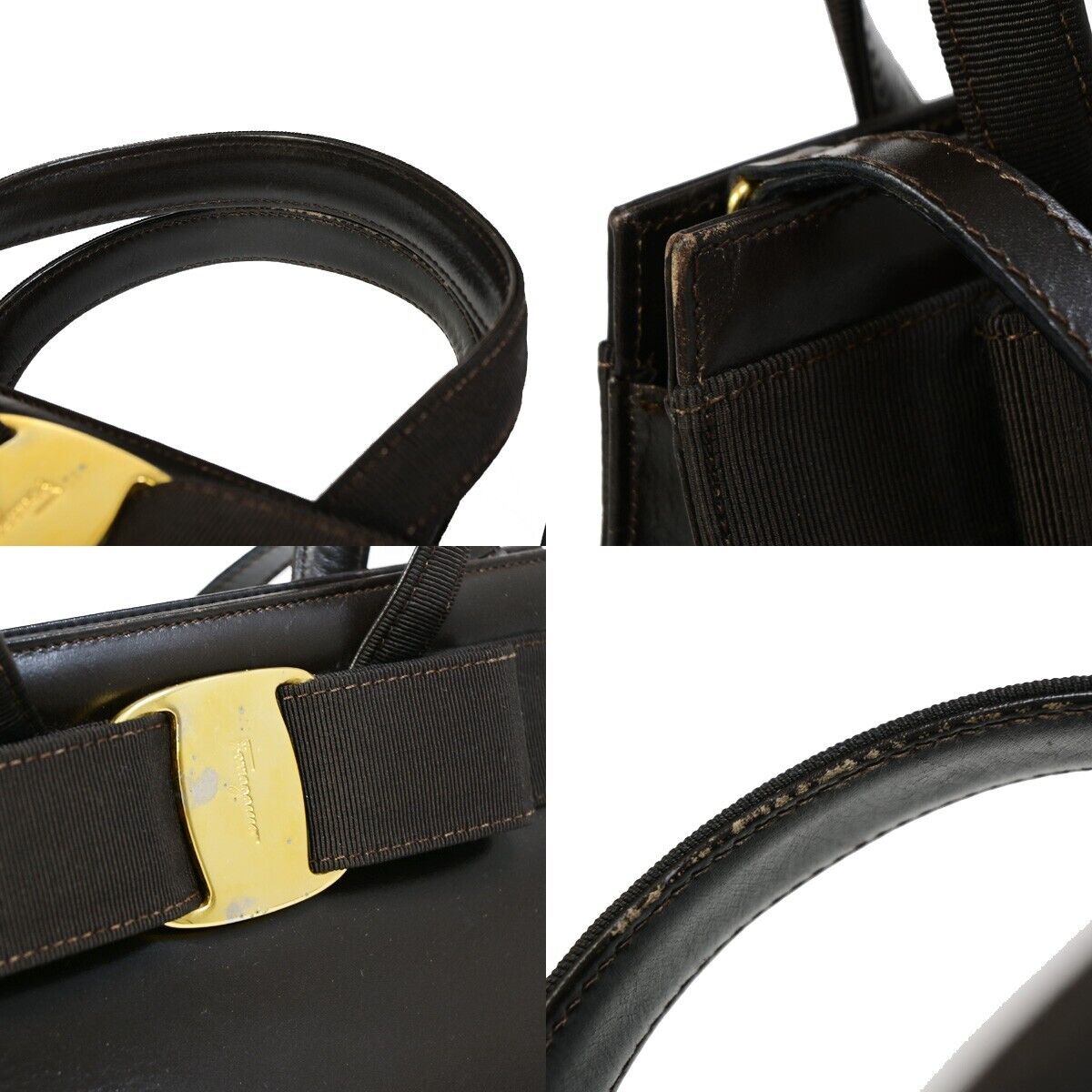 SALVATORE FERRAGAMO Logo Vara 2Way Shoulder Hand Bag Leather Brown Italy 65EB118