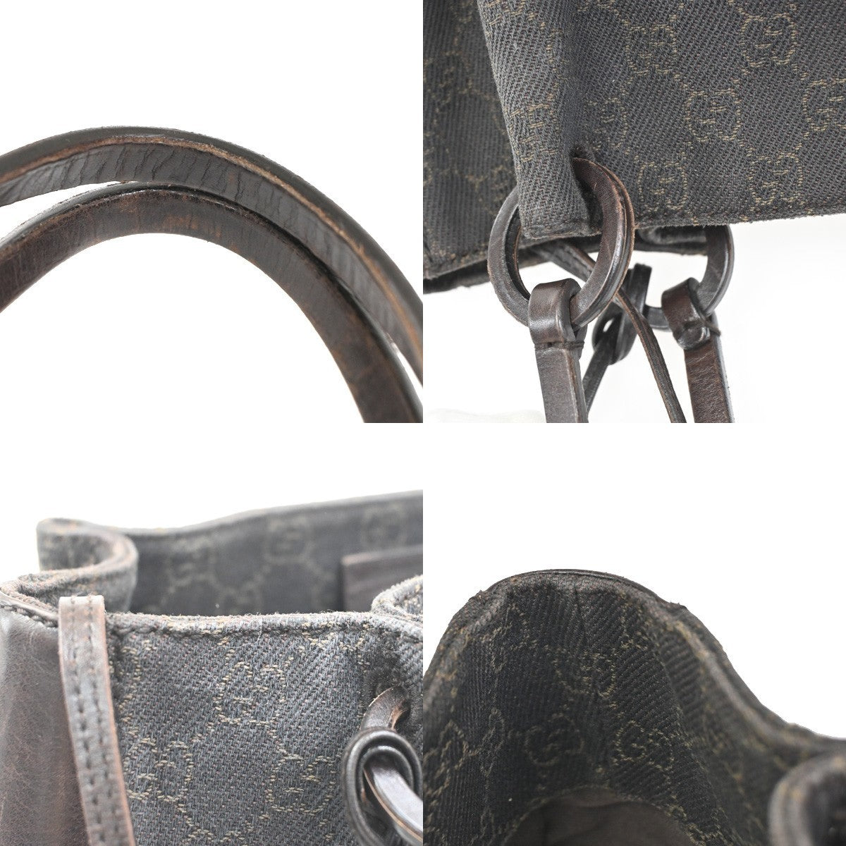 GUCCI Logo GG Pattern Shoulder Bag Canvas Leather Brown SHW Italy 04TA603