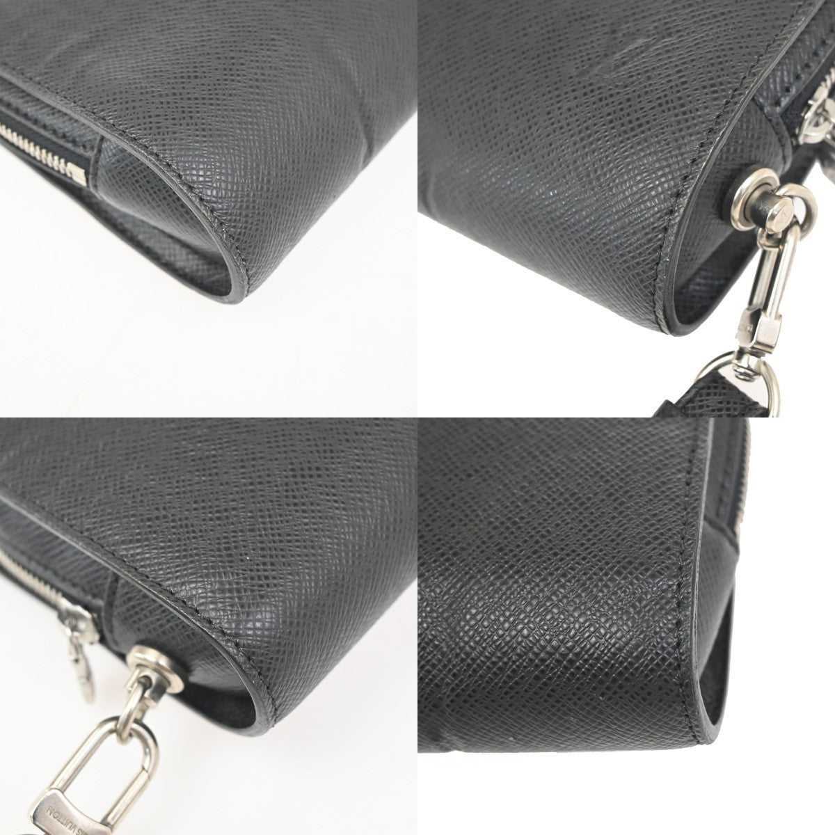 LOUIS VUITTON LV Logo BAIKAL Clutch Hand Bag Taiga Leather Black M30182 04KC763