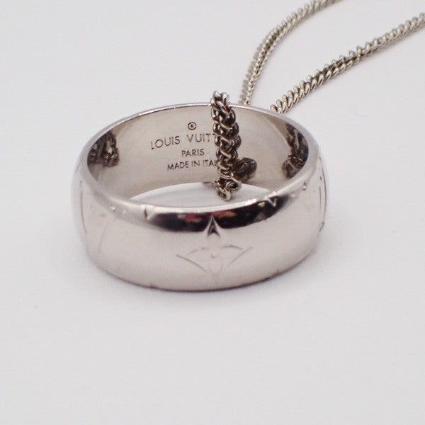 LOUIS VUITTON  Logo Ring Pendant Long Necklace Monogram SHW Italy M62485 34MA183