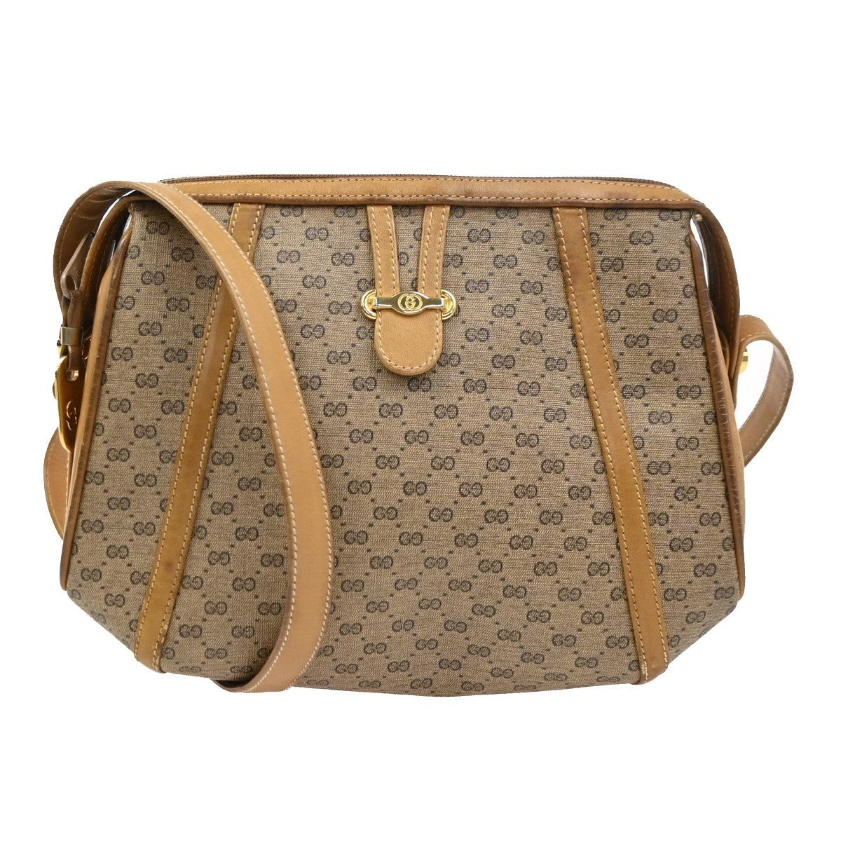 GUCCI Micro GG Pattern Shoulder Bag PVC Leather Brown Italy GHW 30KC928