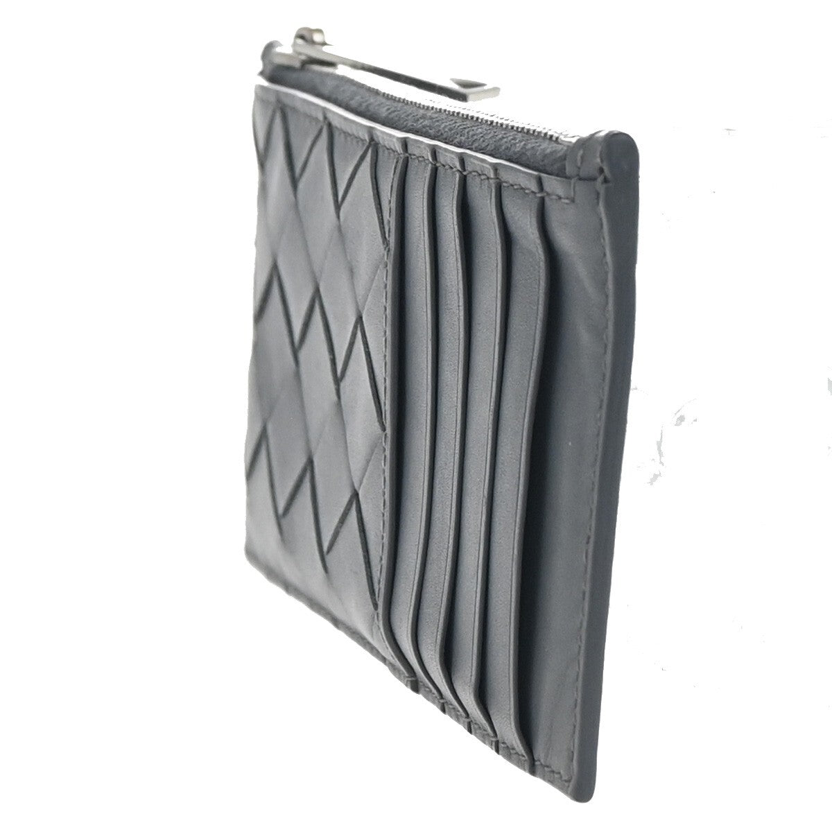 BOTTEGA VENETA Logo Intrecciato Card Coin Case Wallet Leather Gray SHW 61EF012