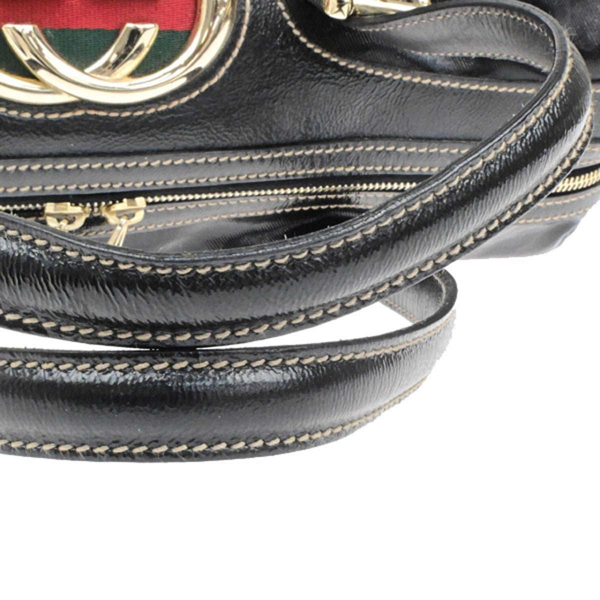 GUCCI Interlocking G Pattern Travel Hand Bag Coating Canvas Leather BK 81YH162