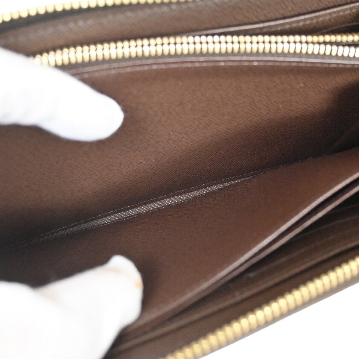 LOUIS VUITTON Zippy Wallet Long Bifold Purse Damier Leather Brown N60015 21RJ315