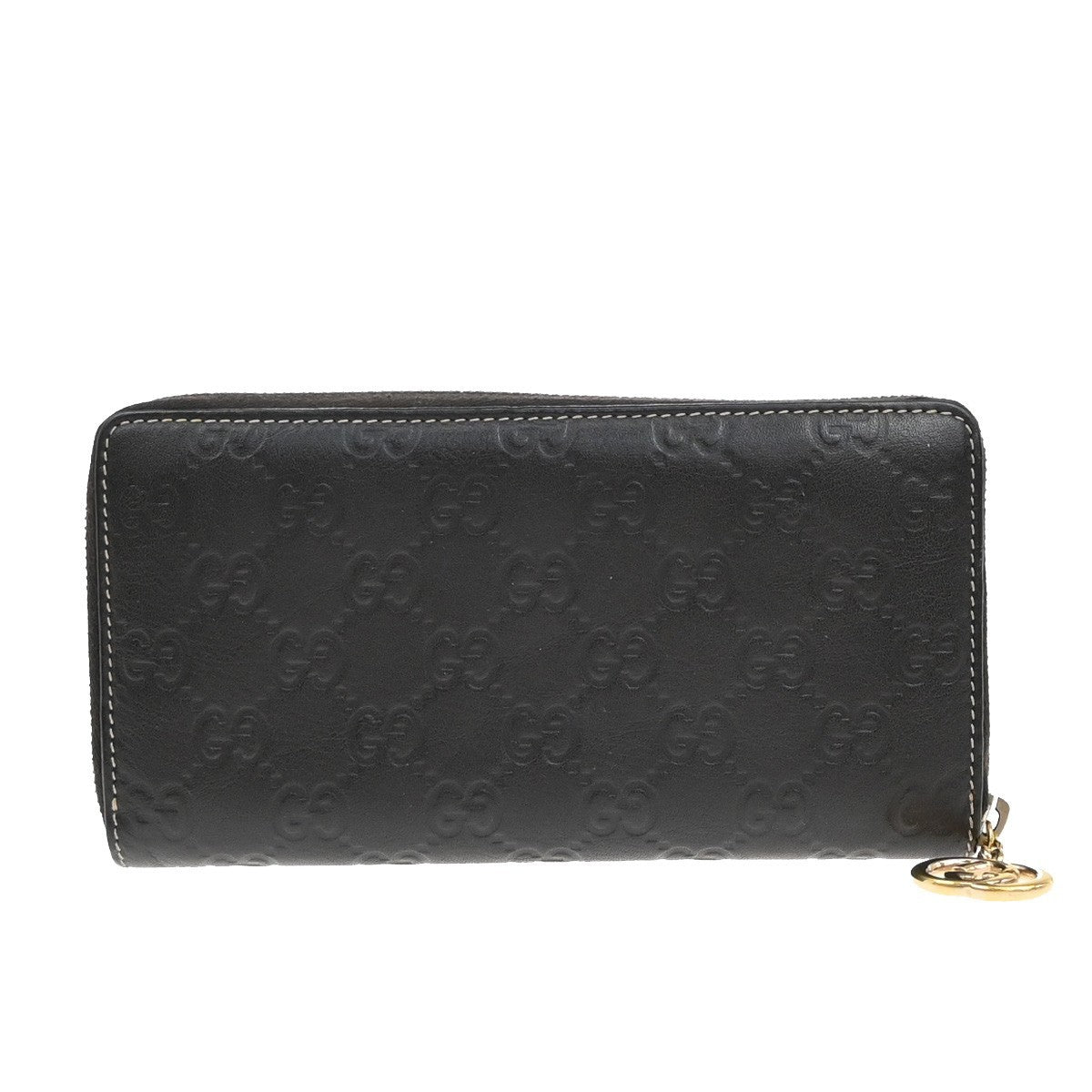 GUCCI Logo Guccissima GG Pattern Long Zipper Wallet Leather Brown 67EF918