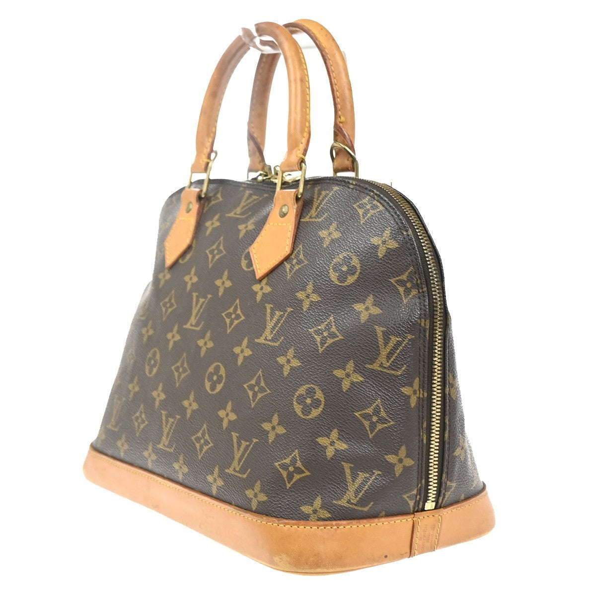 LOUIS VUITTON LV Logo Alma Hand Bag Monogram Leather Brown France M51130 73MA512