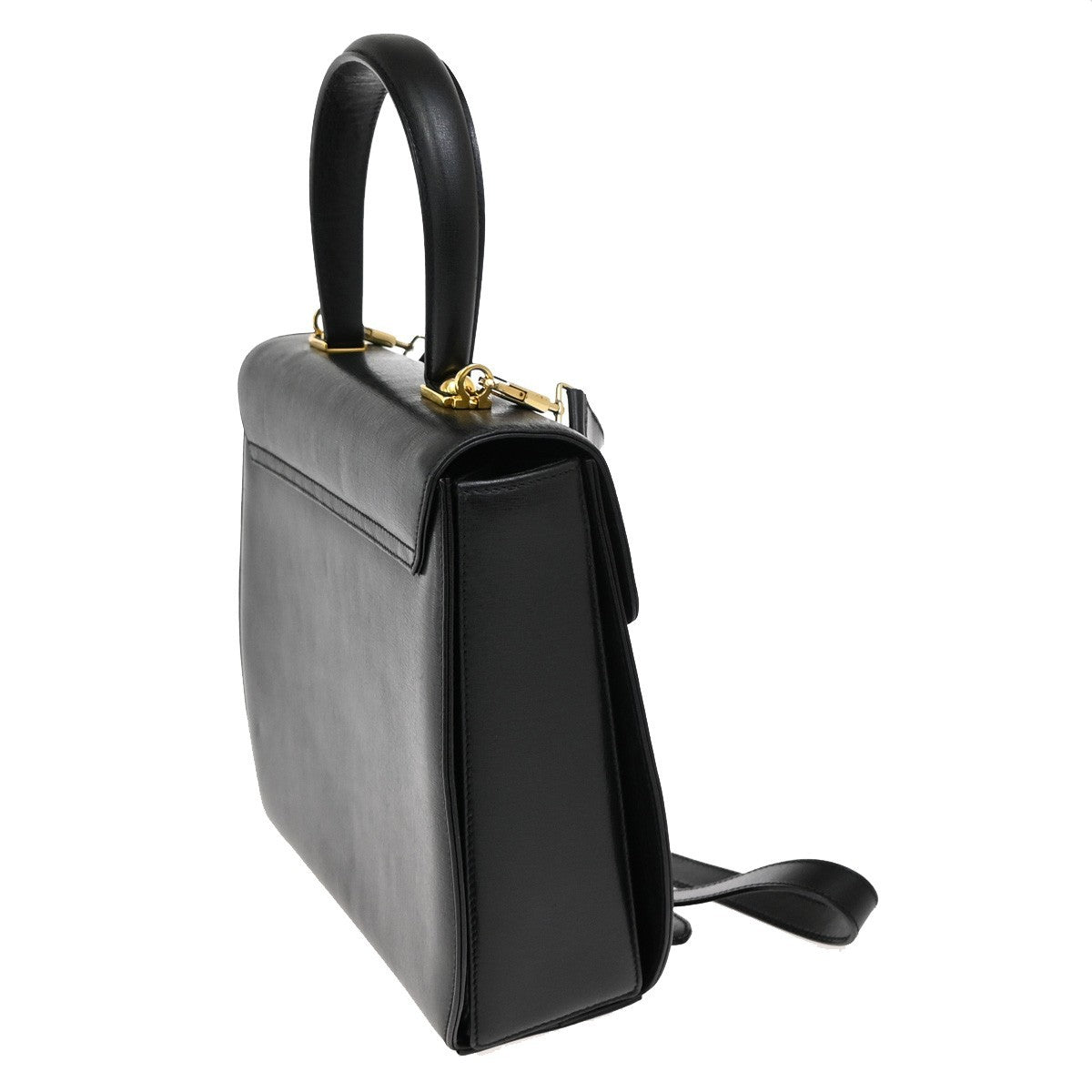 SALVATORE FERRAGAMO 2Way Shoulder Hand Bag Leather Black GHW Italy 68FC130
