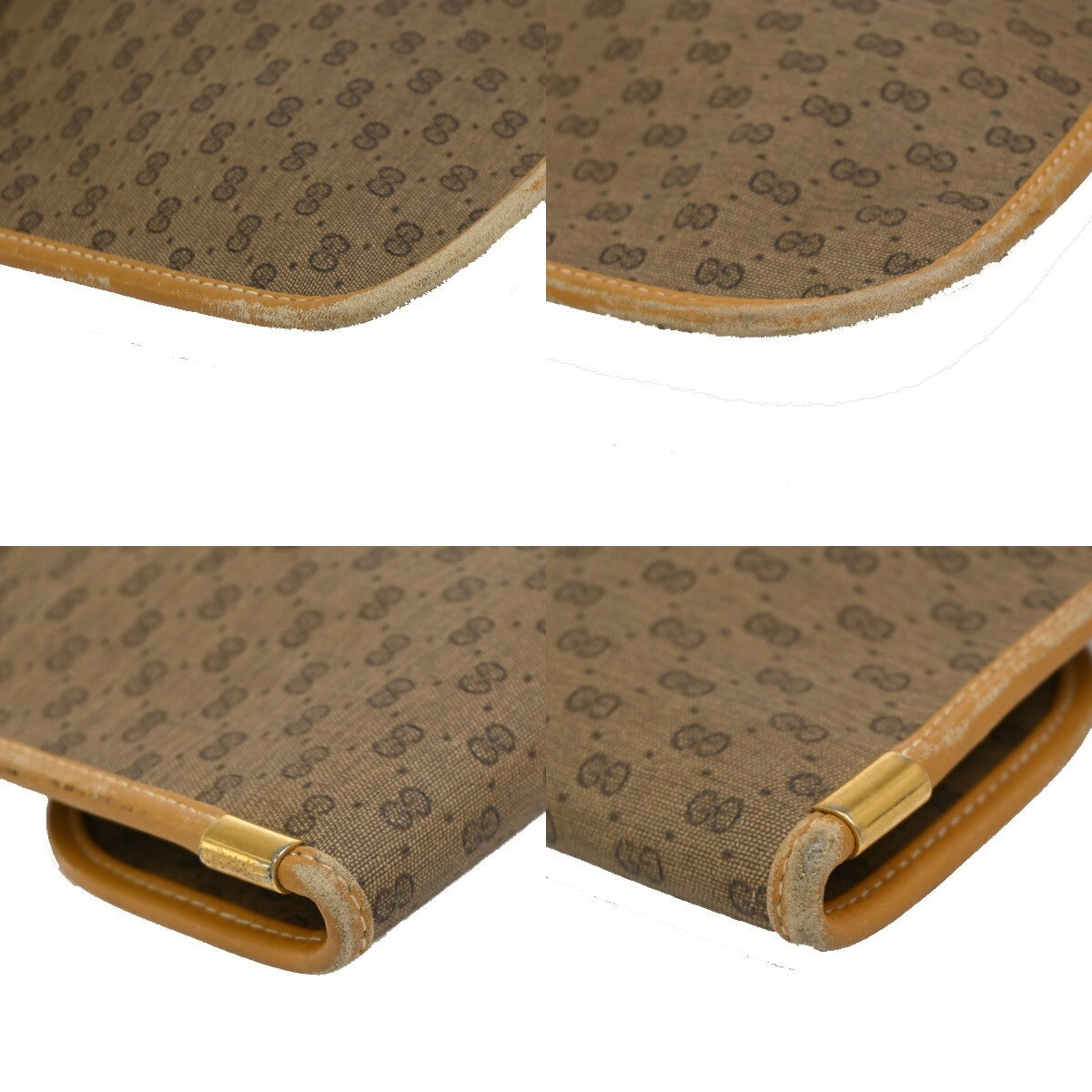 GUCCI Micro GG Pattern Clutch Hand Bag PVC Leather Brown Made In Italy 04EE282