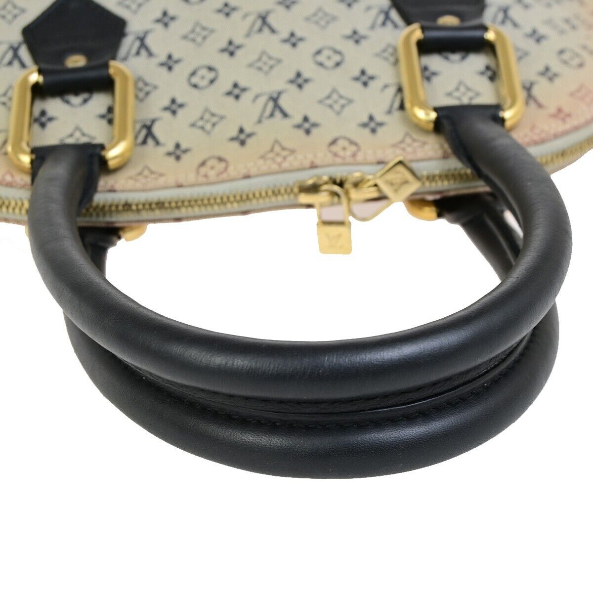 LOUIS VUITTON Logo Alma Haut Hand Bag Monogram Mini Canvas Blue M92202 31FB318