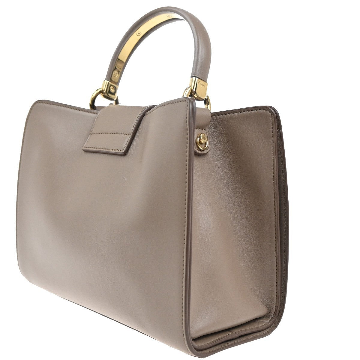 SALVATORE FERRAGAMO Logo Gancini Hand Bag Leather Brown GHW Italy 36MA427