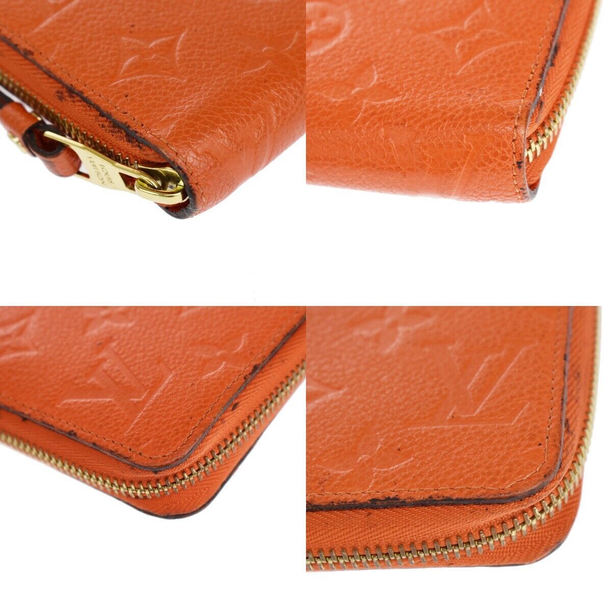 LOUIS VUITTON Long Zippy Wallet Monogram Empreinte Leather Orange M60775 69YB803