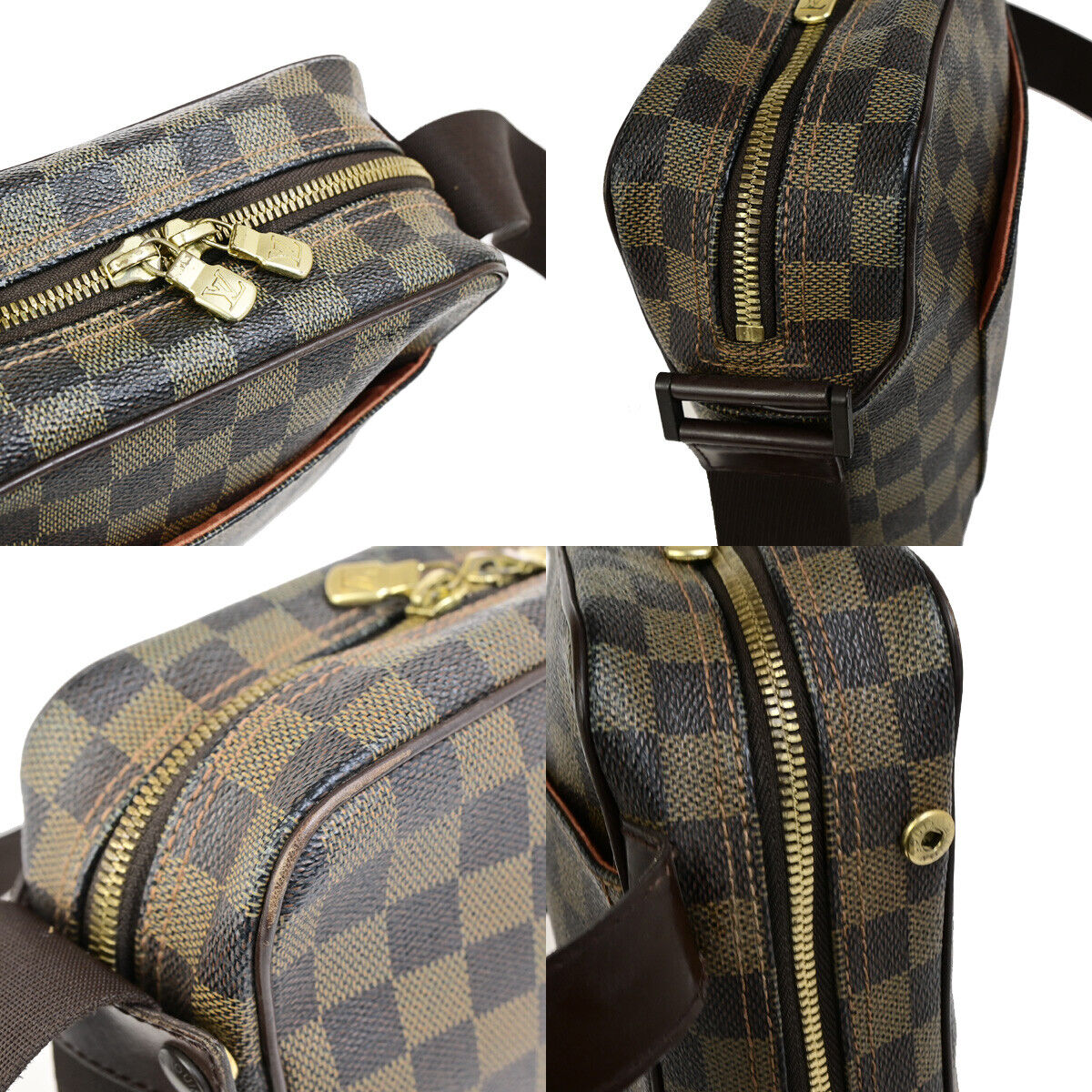 LOUIS VUITTON Olav PM Shoulder Bag Damier Ebene Leather Brown N41442 35YG639