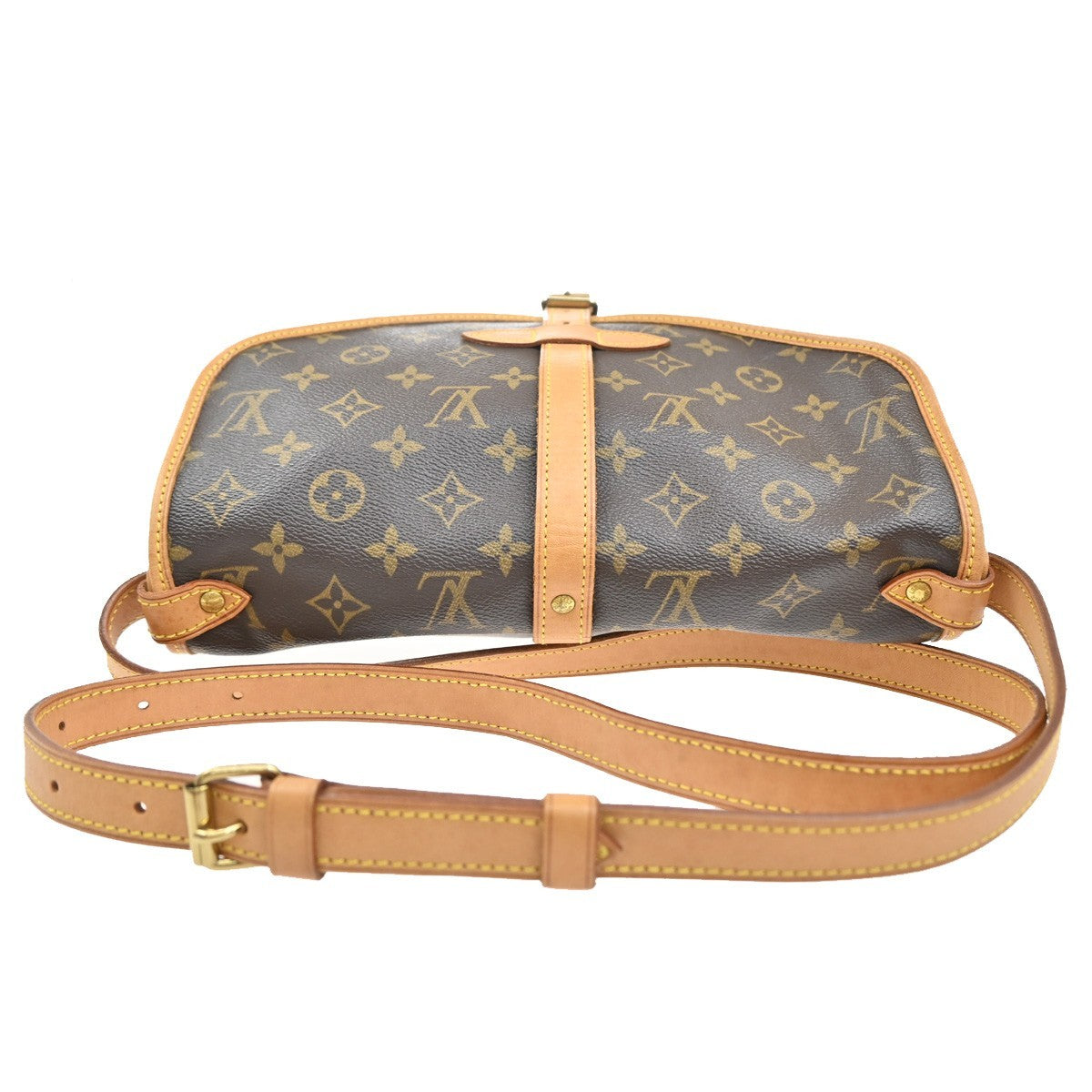 LOUIS VUITTON Logo Saumur 30 Shoulder Bag Monogram Leather Brown M42256 55CA088