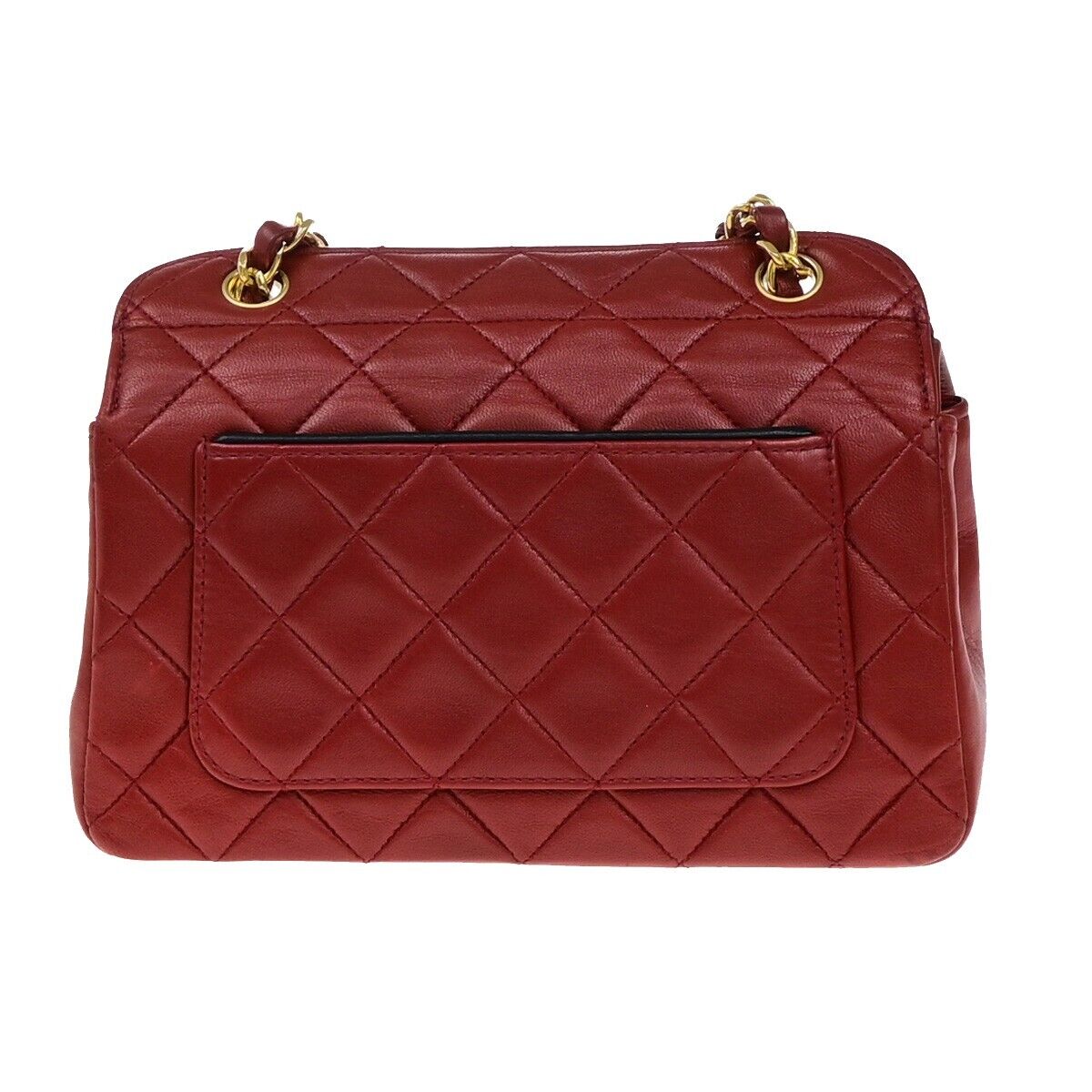 CHANEL CC Logo Mini Matelasse Chain Shoulder Bag Leather Red Vintage 310RF238
