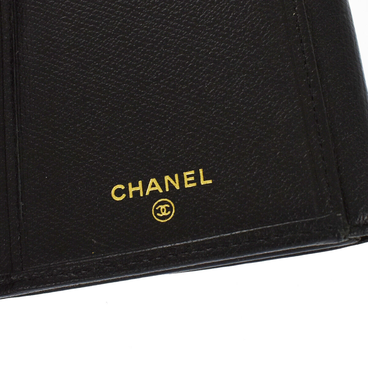 CHANEL CC Logo Long Bifold Wallet Purse Leather Black GHW France 60YC785