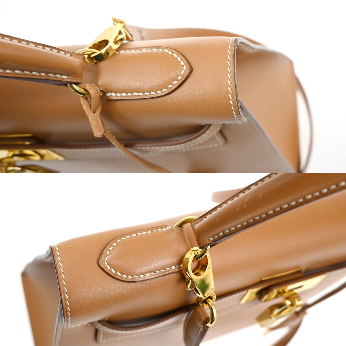 HERMES Kelly 32 2Way Shoulder Hand Bag Chamonix Leather Natural GHW 6640RL144