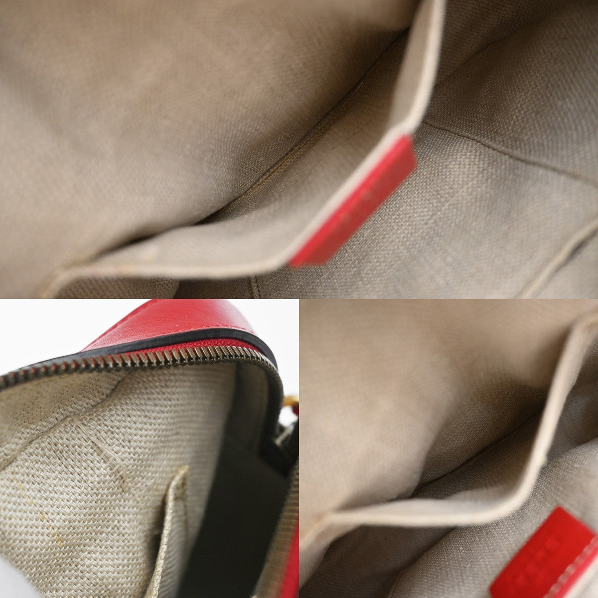 GUCCI Logo Webby Bee Crossbody Shoulder Bag Leather Red GHW 75EG318