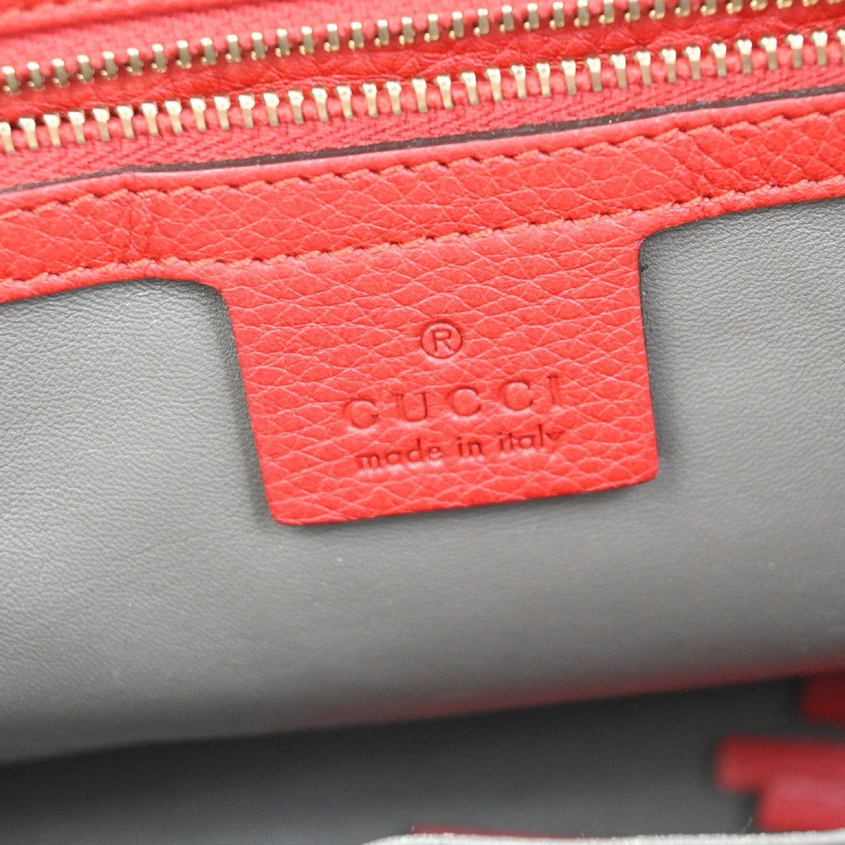 GUCCI Logo Lady Tassel Shoulder Hand Tote Bag Leather Red GHW Italy 79YH903