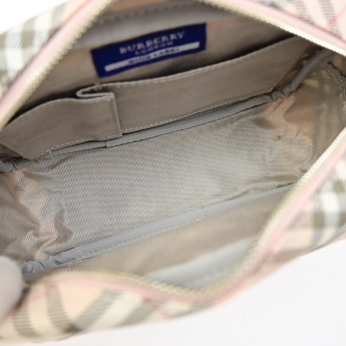 BURBERRY Blue Label Nova Check Shoulder Bag Canvas Leather Pink SHW 69YJ269