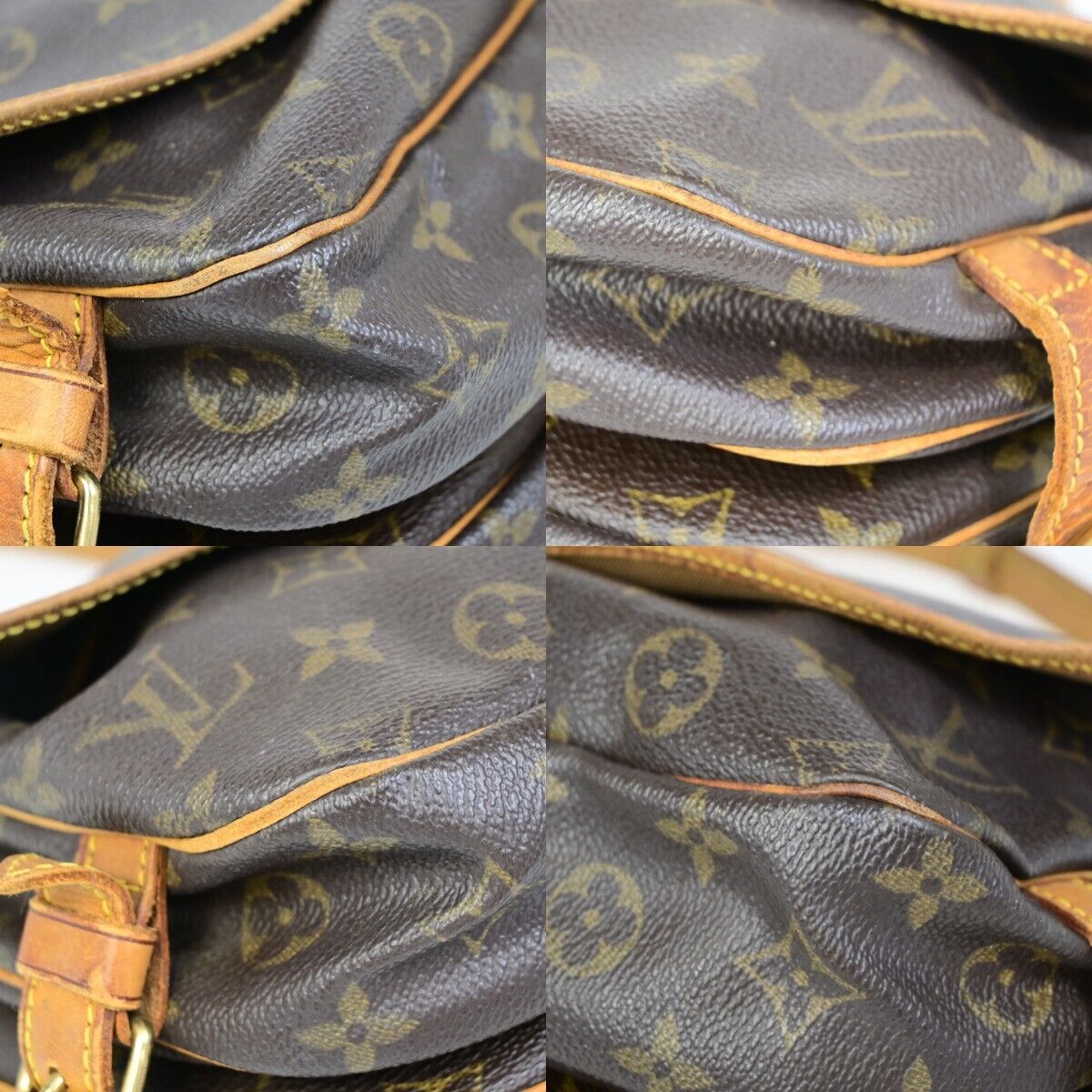 LOUIS VUITTON Logo Saumur 30 Shoulder Bag Monogram Leather Brown M42256 64EB111