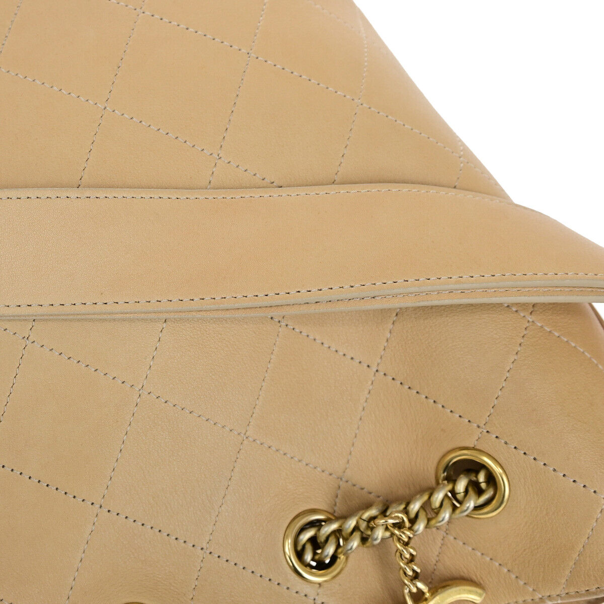 CHANEL CC Logo Matelasse 2Way Chain Shoulder Hand Bag Leather Beige GHW 386RJ961