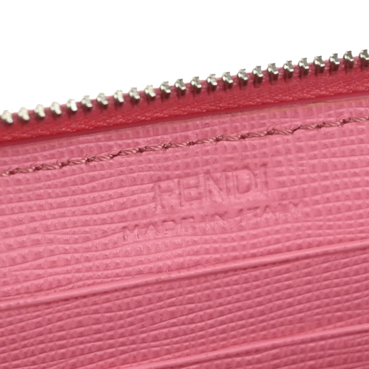 FENDI Logo Monster Bugs Eyes Compact Zip Around Coin Wallet Leather Pink 64YH228