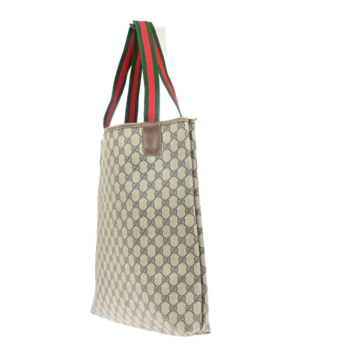 GUCCI Logo GG Sherry Line Shoulder Tote Hand Bag PVC Leather Beige Italy 60MA456