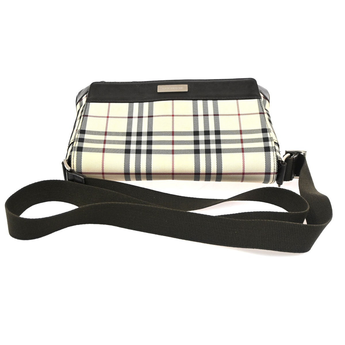 BURBERRY Logo Nova Check Shoulder Hand Bag Canvas Leather Beige GHW 38CB027