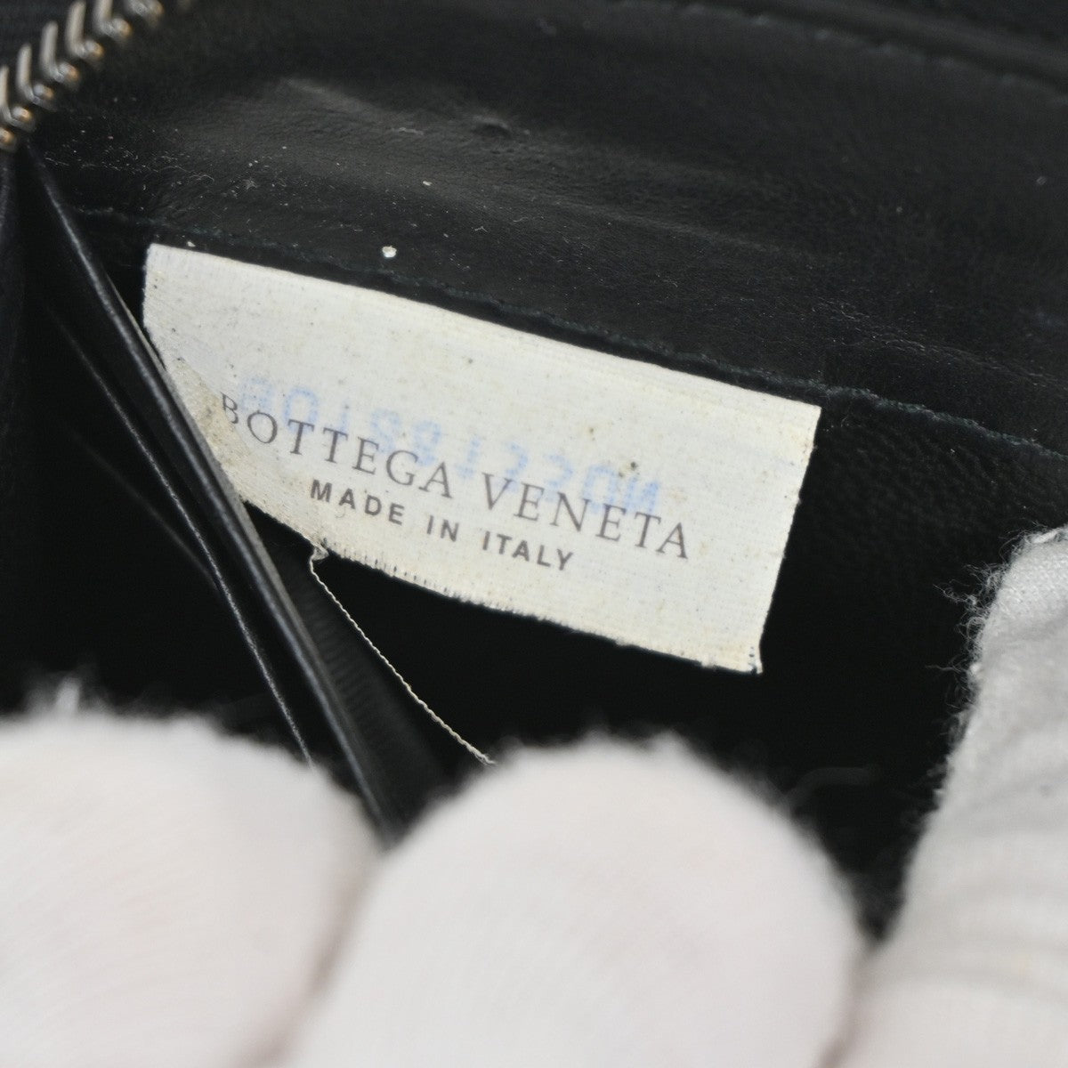 BOTTEGA VENETA Logo Intrecciato Long Zipper Around Wallet Leather Black 09TA155
