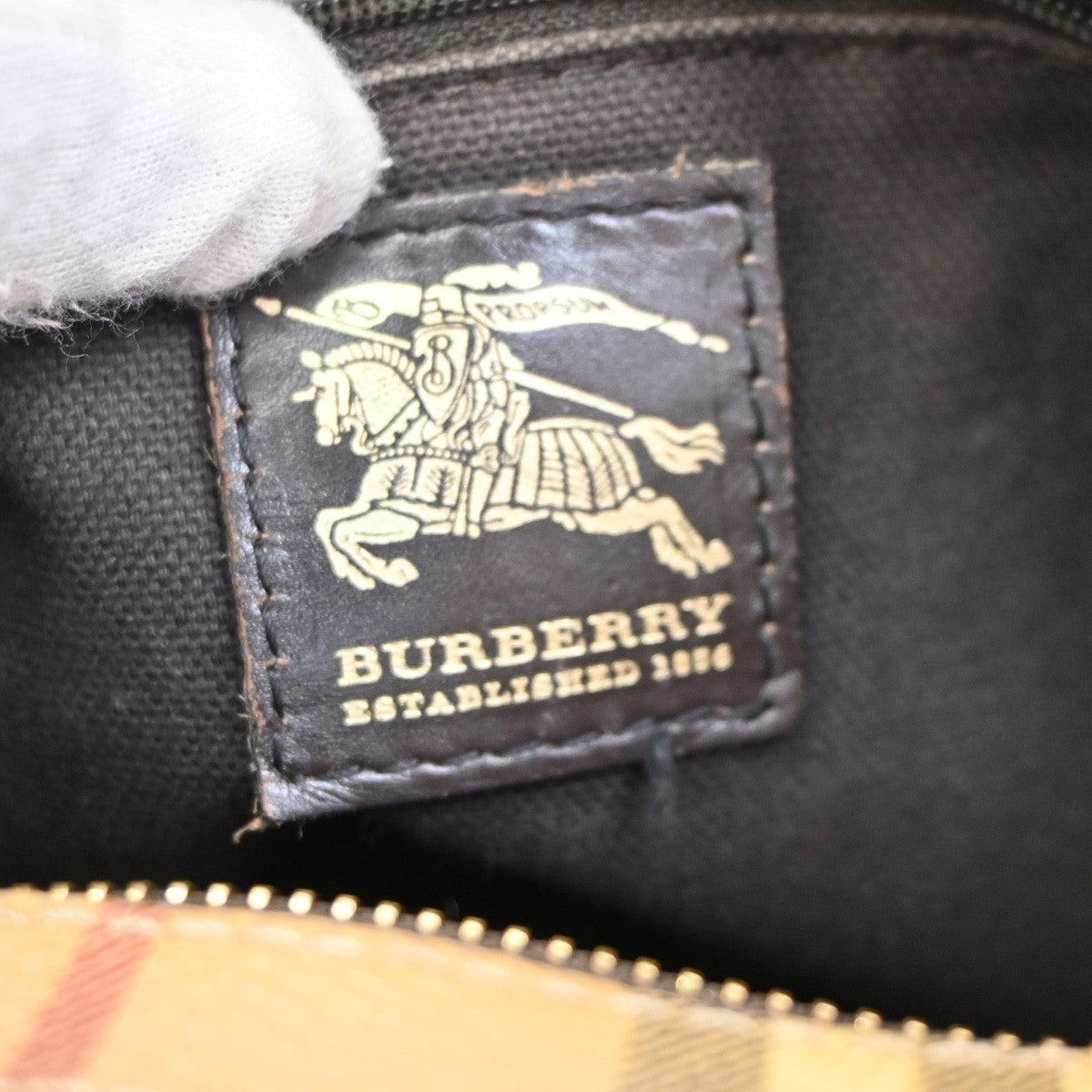 BURBERRY Shadow Horse Nova Check Shoulder Bag PVC Leather Beige BN GHW 80DA151