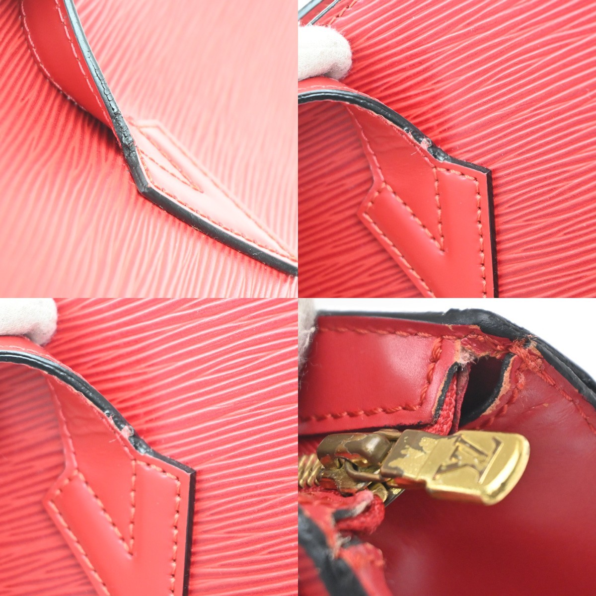 LOUIS VUITTON LV Saint Jacques Hand Bag Epi Leather Red France M52267 32MA233