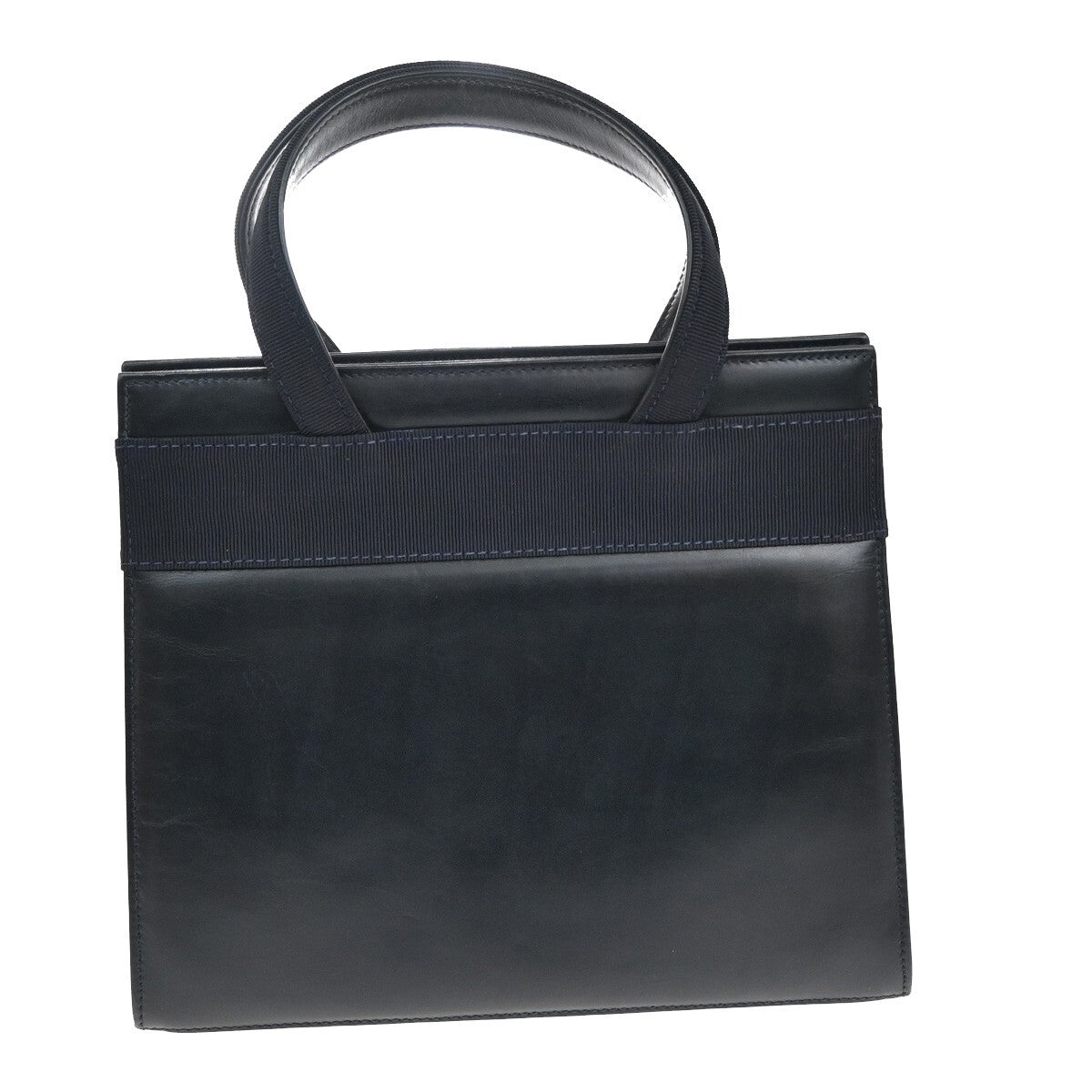 SALVATORE FERRAGAMO Logo Vara 2Way Shoulder Hand Bag Canvas Leather Blue 36FB807
