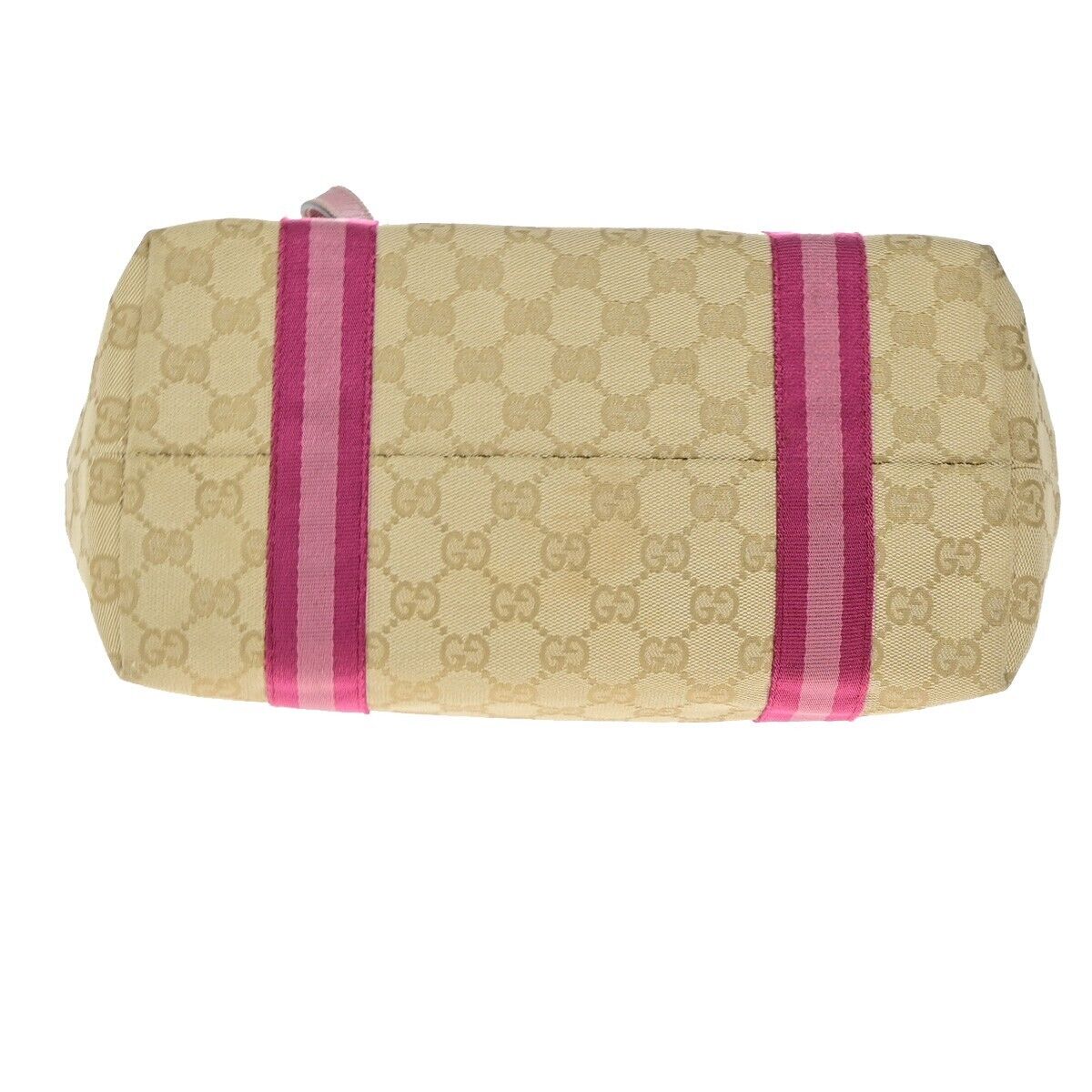 GUCCI Logo GG Pattern Shoulder Tote Bag Canvas Leather Brown Pink Italy 32FB390
