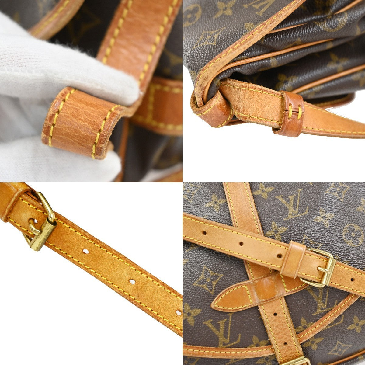 LOUIS VUITTON Logo Saumur 30 Shoulder Bag Monogram Leather BN M42256 30CA946