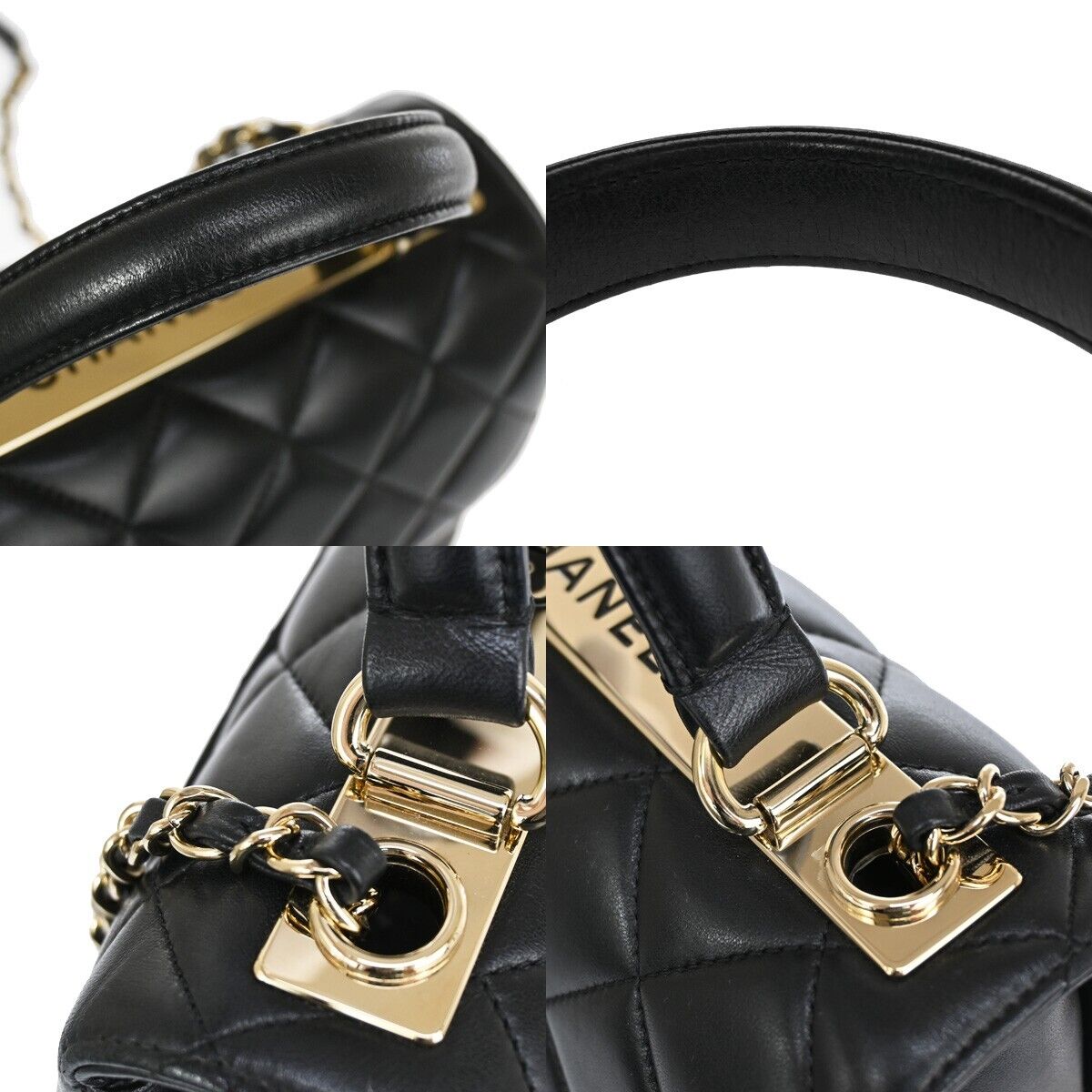CHANEL CC Logo Matelasse 2Way Shoulder Hand Bag Leather Black GHW Italy 985RH891